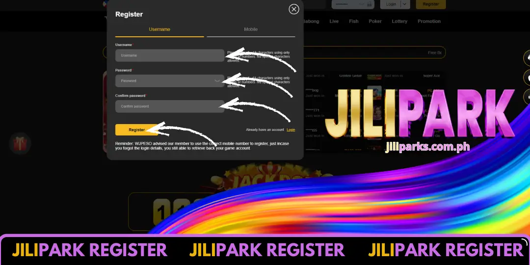 Register - Jilipark - No.1 Online Entertainment Phillippines 2 Paano Magrehistro ng Account sa JiliPark